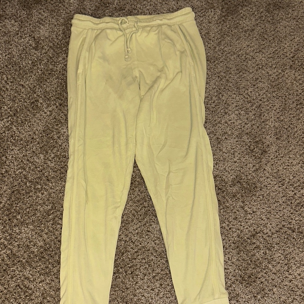 Yellow Elastic Waist Track Pants with Relaxed Fit